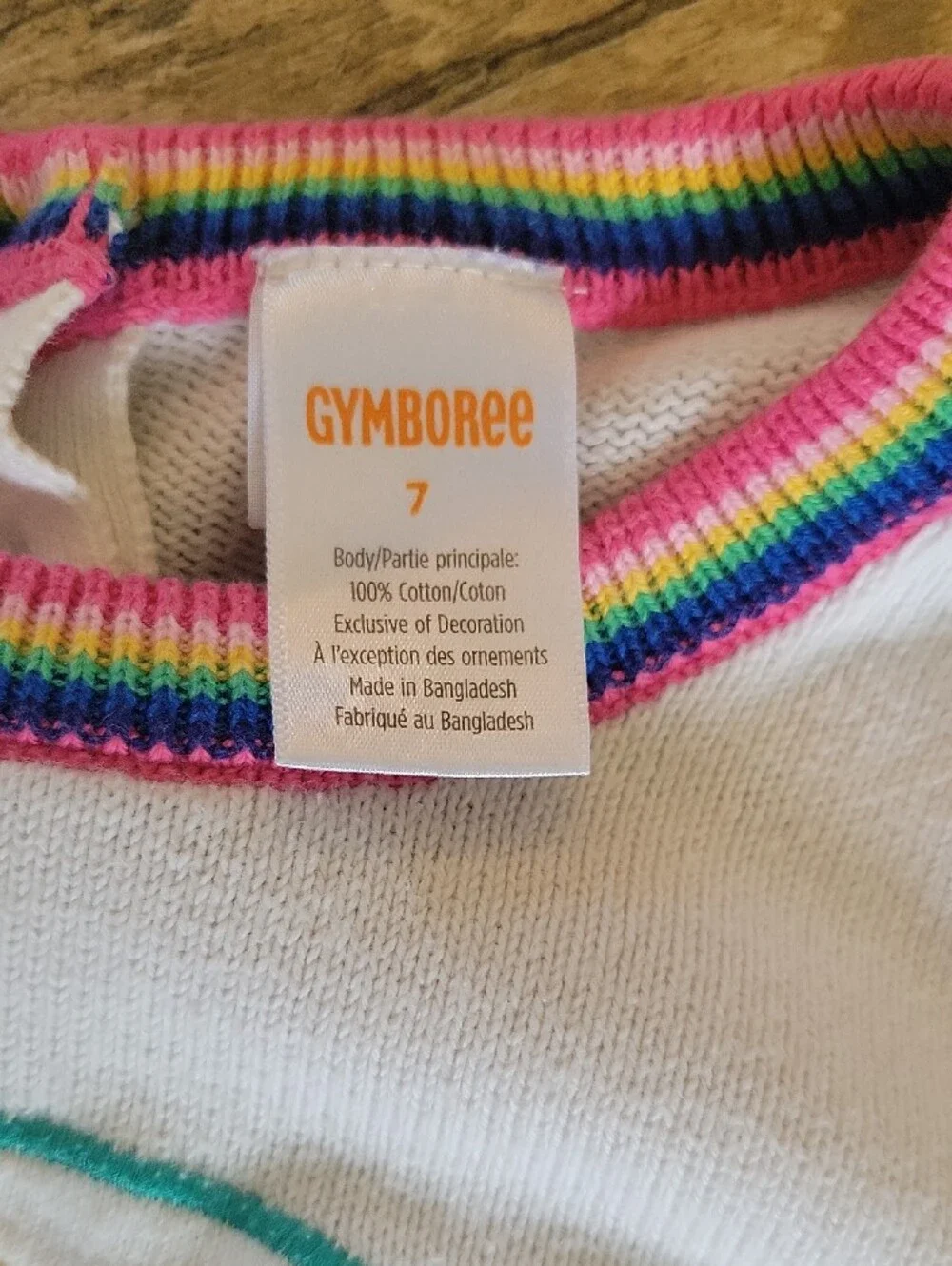 Gymboree White Sweater with Rainbow Trim and Artist Palette Graphic